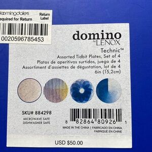 NIB DOMINO by LENOX Optique assorted tidbit plates set of 4 
UPC 882864809261